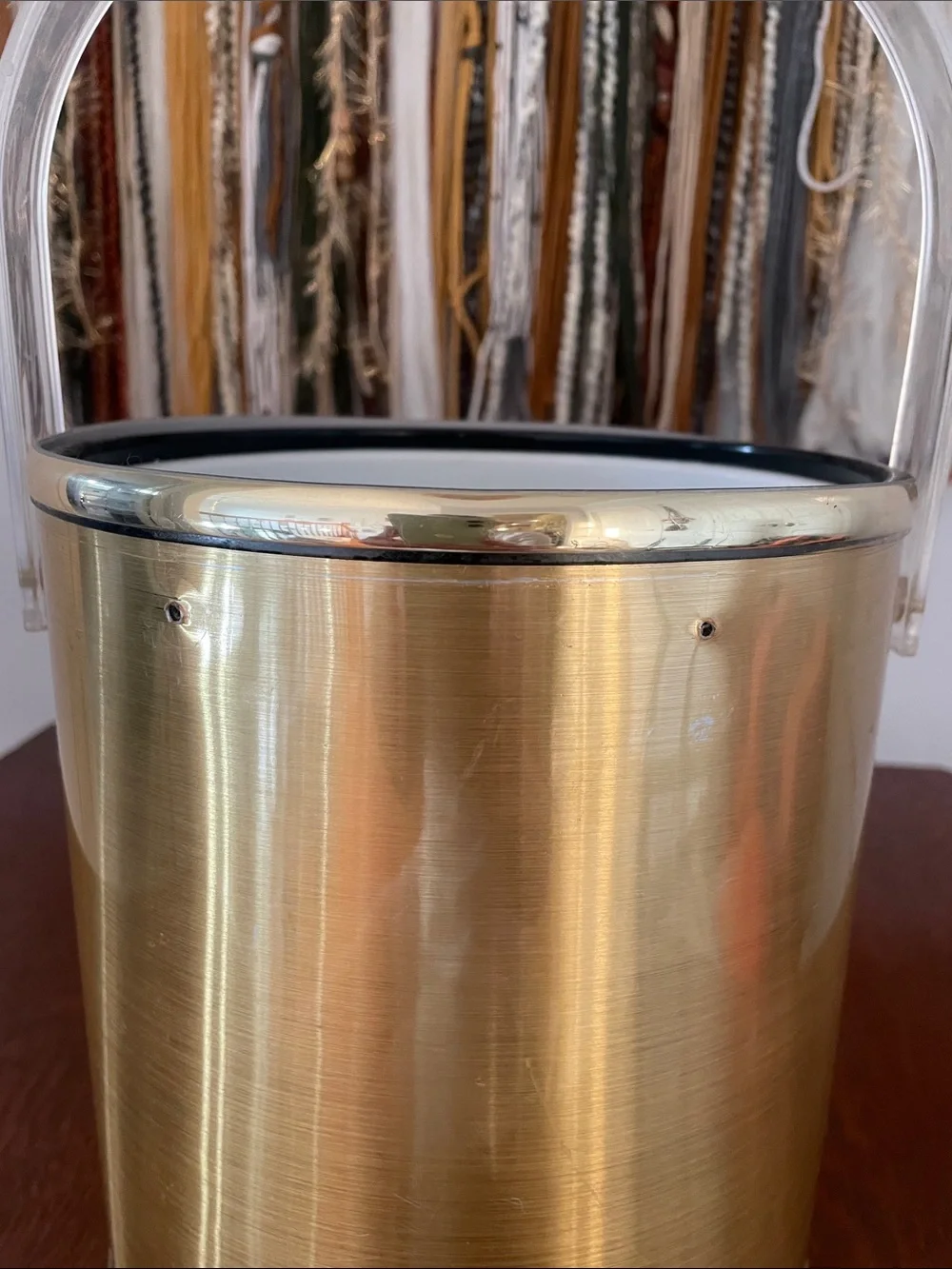 Brass Finish Ice Bucket with Clear Handle